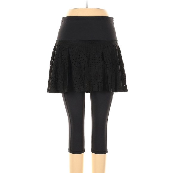 ATHLETA   A-Game 2 in 1 Crop Stash Pocket black Leggings w/ Skirt sz XS EUC - Picture 6 of 9